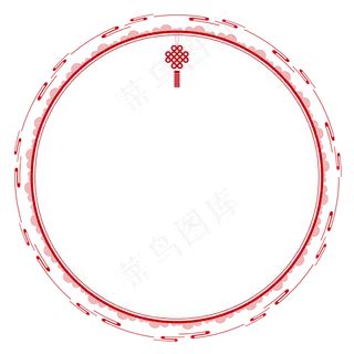 中国风红色流云中国结圆形边框矢,免抠元素