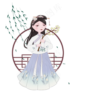 谷雨拿着鲜花的女孩