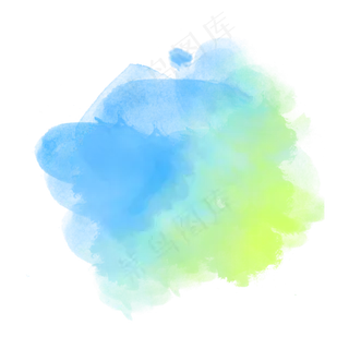 黄蓝水彩墨迹装饰