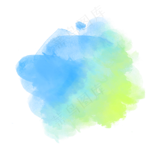 黄蓝水彩墨迹装饰