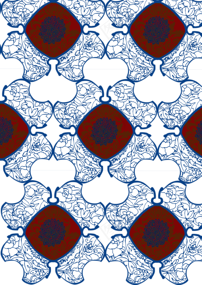 中式古典青花瓷纹饰(2480X3508(DPI:300))psd模版下载