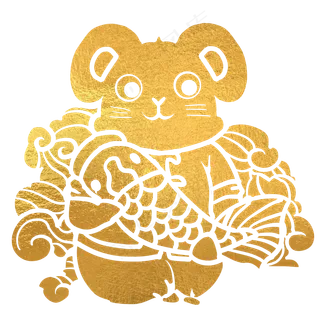 抓着鲤鱼的老鼠金色,免抠元素