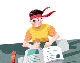 黄色系卡通手绘风高考奋战配图