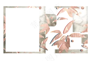 装饰玫瑰金边框雅致竹子竹叶金漆,免抠元素