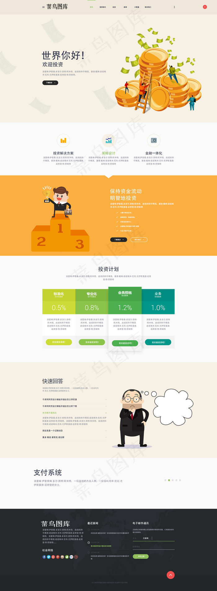 黄色金融投资网页端模板设计(800*3274px 72 dpi )psd模版下载