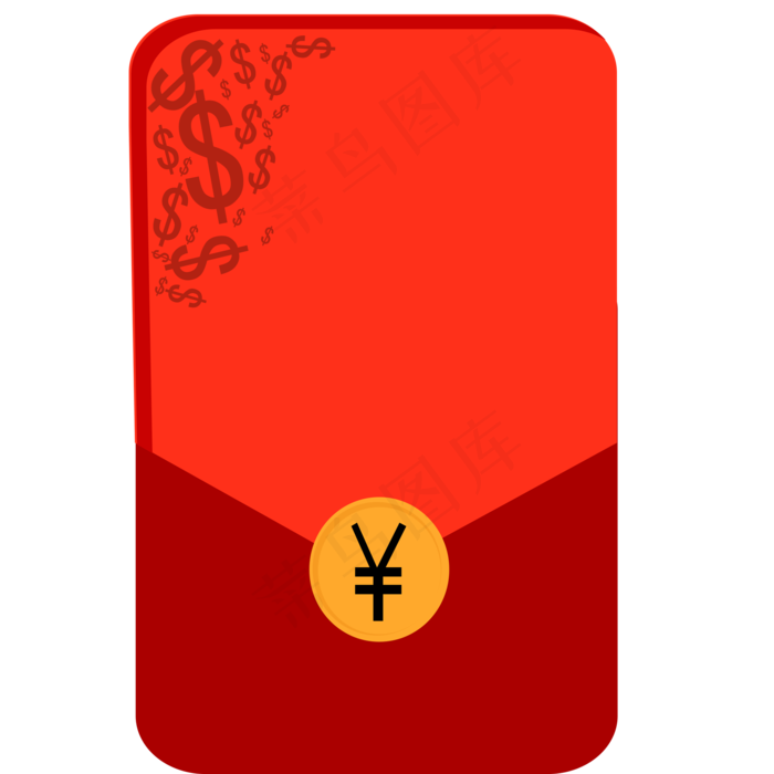 手绘几何红色春节红包可商用元素,免抠元素
