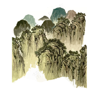 中国水墨国画山石山水PNG
