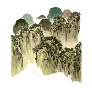 中国水墨国画山石山水PNG