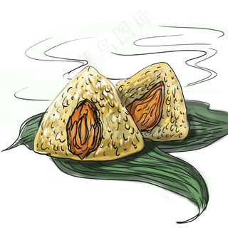 粽子主题端午节美食漫画风格卡通