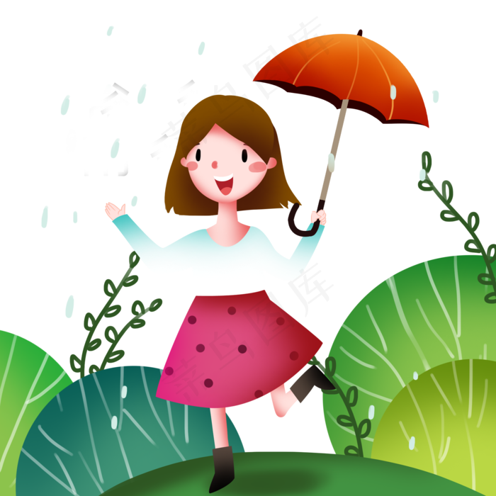 谷雨开心的小女孩