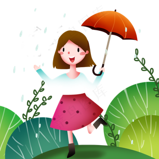 谷雨开心的小女孩