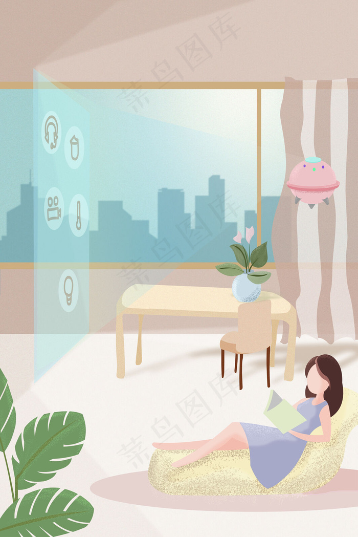 科技生活未来家居插画