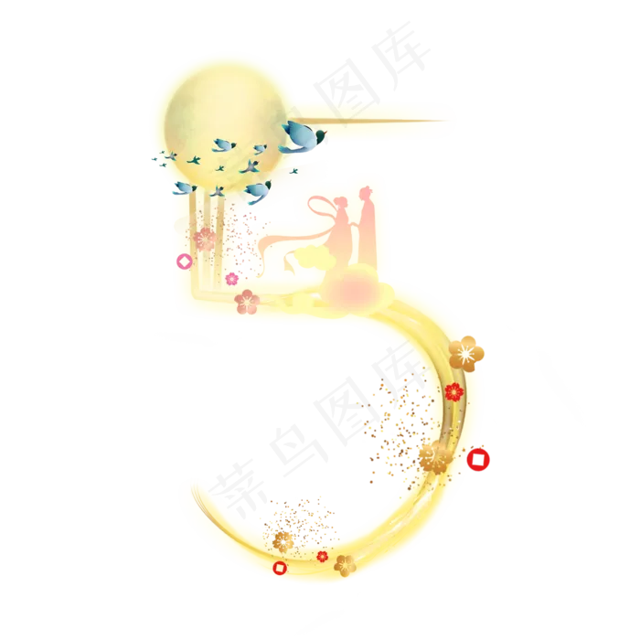 金色发光七夕数字5(2000X2000)