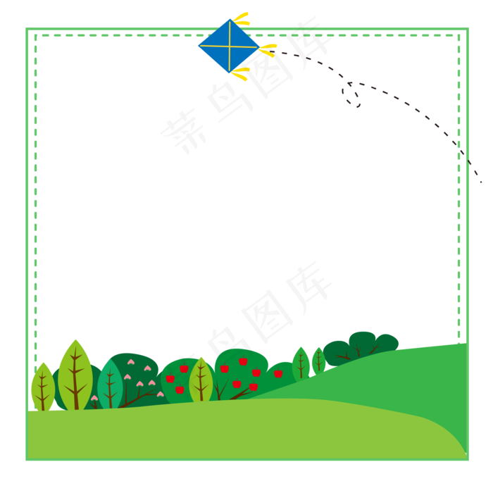 夏季草坪风筝边框