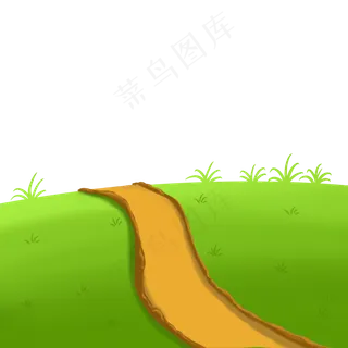 草地绿色植物小路,免抠元素