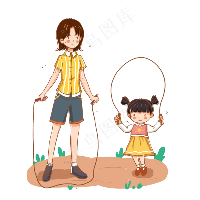 运动健身跳绳运动妈妈和孩子健身,免抠元素(2000*2000px 300 dpi )psd模版下载