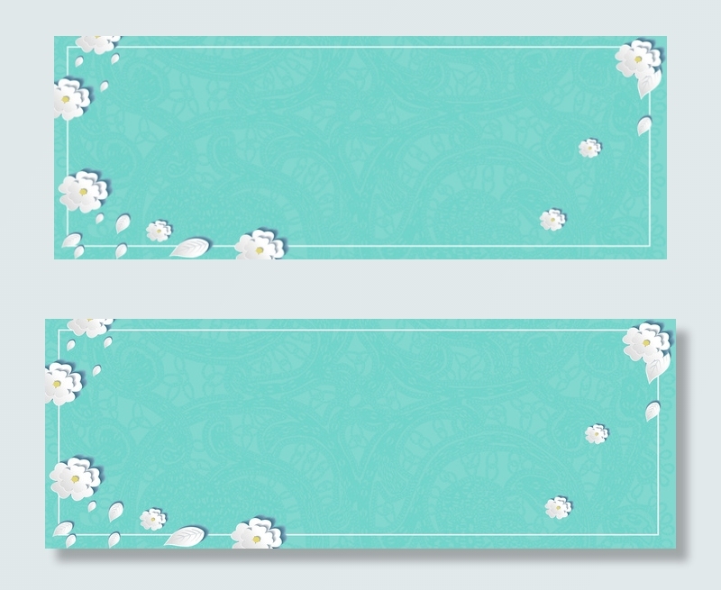 简约蓝色花纹底纹边框背景