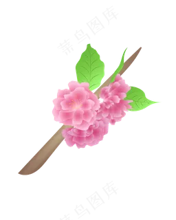 卡通免扣粉色花朵