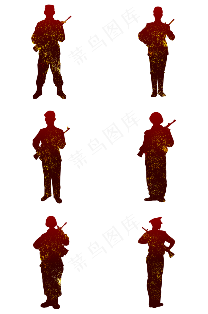 建军节军人整身剪影合集