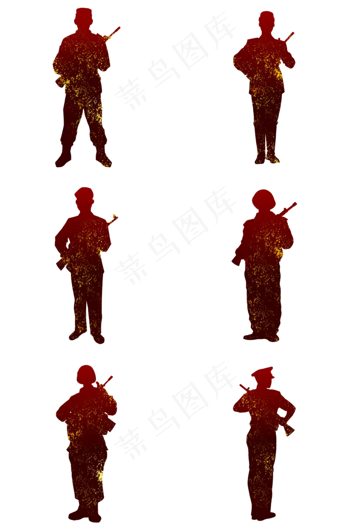 建军节军人整身剪影合集(2000X3020(DPI:300))psd模版下载