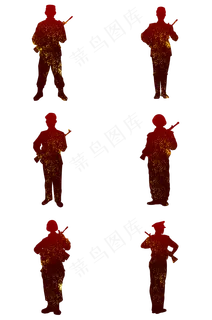 建军节军人整身剪影合集