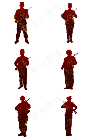 建军节军人整身剪影合集