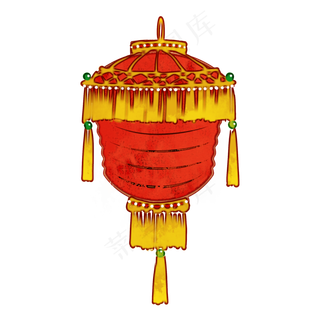 流苏灯笼中国风水墨PNG素材,免抠元素