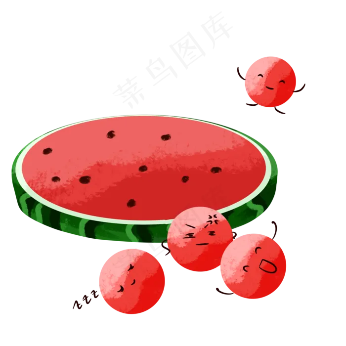圆圆的大西瓜和西瓜球(2000X2000(DPI:300))psd模版下载