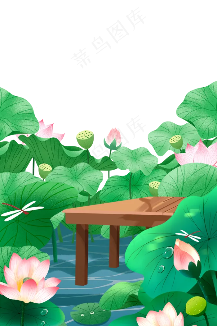 绿色荷叶与荷花下载(1000X1499(DPI:300))psd模版下载