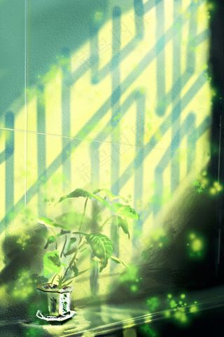 青色中国风意境春天花节绿色植物风景