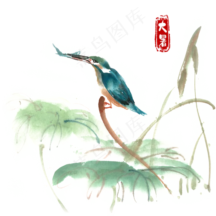大暑翠鸟捕鱼(4724X4724(DPI:300))psd模版下载