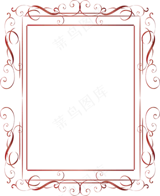 酒红色奢华欧式边框,免抠元素
