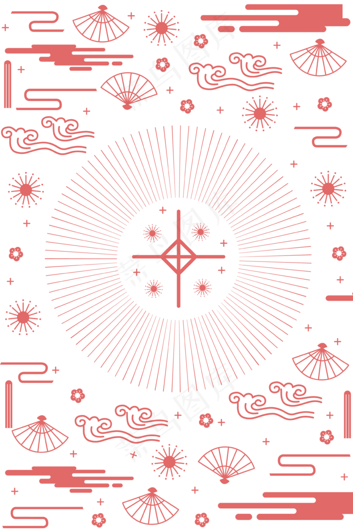 中国风鼠年新年底纹,免抠元素