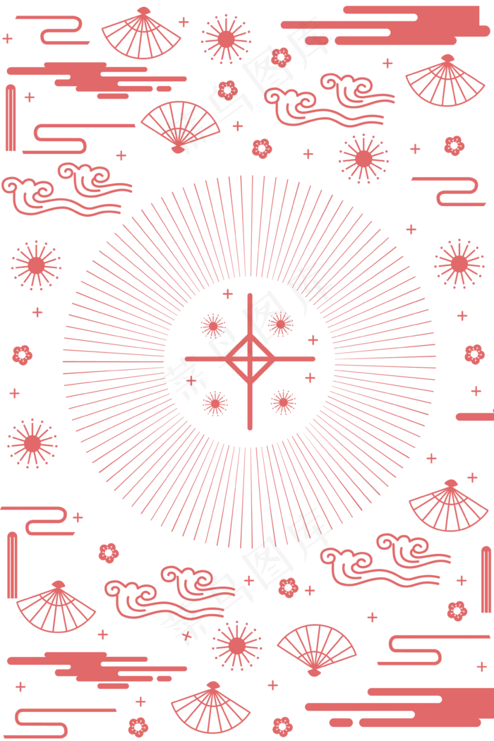 中国风鼠年新年底纹,免抠元素ai矢量模版下载