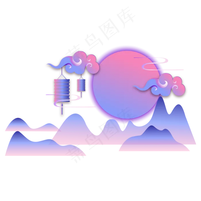 新中式七夕渐变装饰(2000*2000px 300 dpi )ai矢量模版下载