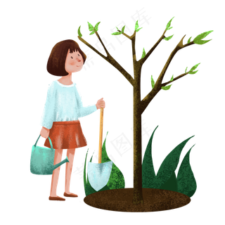 植树节植树的小女孩