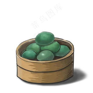 青团蒸笼装青团卡通手绘