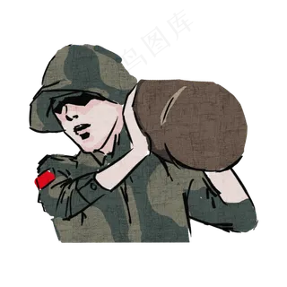 军人手绘卡通形象