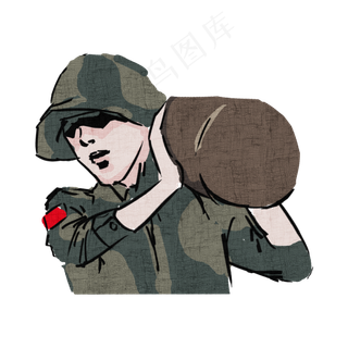 军人手绘卡通形象