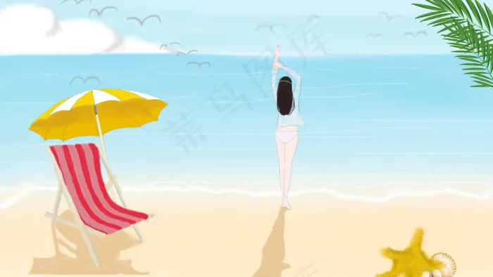 盛夏好时光之海边(2880X1620(DPI:300))psd模版下载