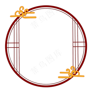 古典中国风祥云圆形窗户边框分层