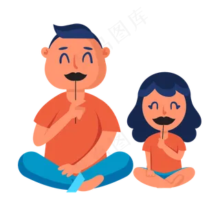 一起恶作剧的父女矢量素材