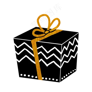 金色简约扁平风礼盒PNG免抠素材