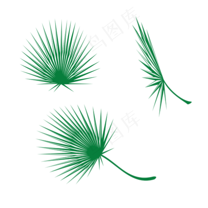 热带树叶分层卡通手绘素材免费下