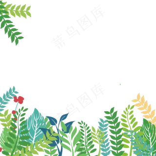 手绘树叶花草装饰边框