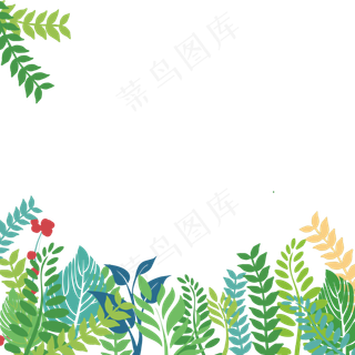 手绘树叶花草装饰边框