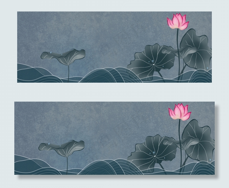 中国风水墨荷花背景