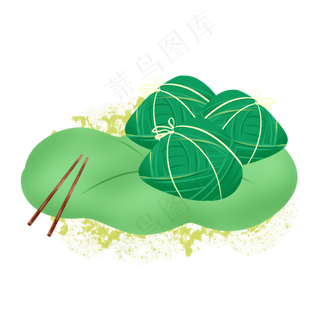 端午节荷叶粽子手绘装饰图案