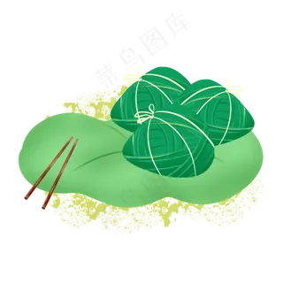 端午节荷叶粽子手绘装饰图案