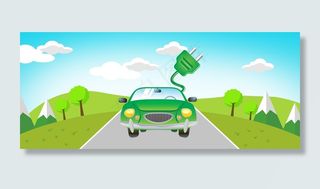 环保节能出行卡通蓝色banner